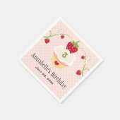 ピンクストロベリーカップケーキ誕生日パーティー任意の年齢 スタンダードカクテルナプキン (角)