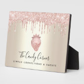 ピンクストロベリーグリッタードリップス金ゴールドデザートスイーツ フォトプラーク (側面)