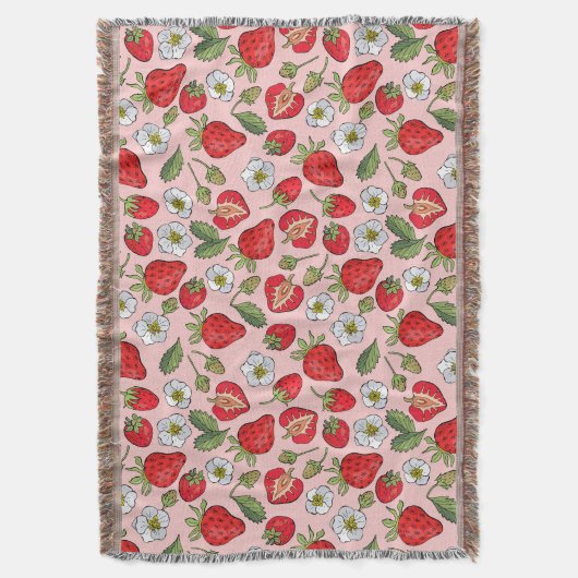 ピンクストロベリーコテージコアコージーウイング スローブランケット (正面縦)
