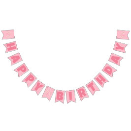 ピンクストロベリーサンドイッチハッピーバースデー バンティングフラッグ