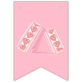 ピンクストロベリーサンドイッチハッピーバースデー バンティングフラッグ (第1の旗)