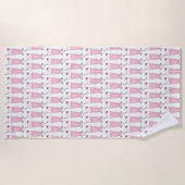 ピンクストロベリーシェイクアイスクリームミルクシェイクグルメ ビーチタオル (正面)