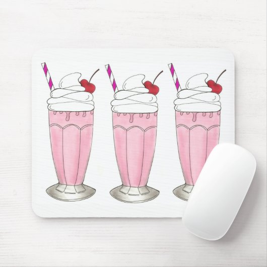 ピンクストロベリーシェイクアイスクリームミルクシェイクグルメ マウスパッド (マウス)