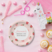 ピンクストロベリーバースデーパーティー ペーパープレート (パーティー)