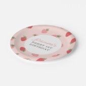 ピンクストロベリーバースデーパーティー ペーパープレート (アングル)