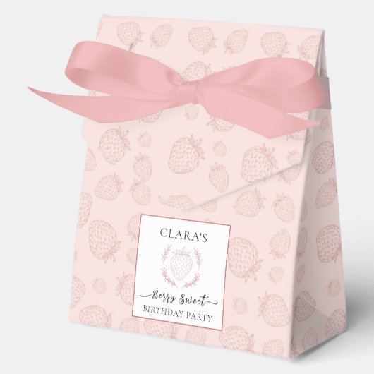 ピンクストロベリーパターン誕生日 フェイバーボックス (正面)