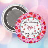 ピンクストロベリーファースト誕生日パパーソナライズされたーティ マグネット