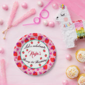 ピンクストロベリーファースト誕生日パーティー ペーパープレート (パーティー)