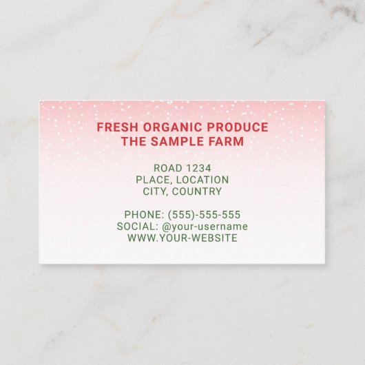 ピンクストロベリーファームで3つの赤いちご 名刺 (裏面)