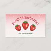 ピンクストロベリーファームで3つの赤いちご 名刺 (正面)