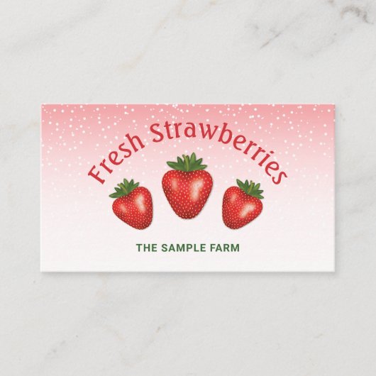 ピンクストロベリーファームで3つの赤いちご 名刺 (正面)