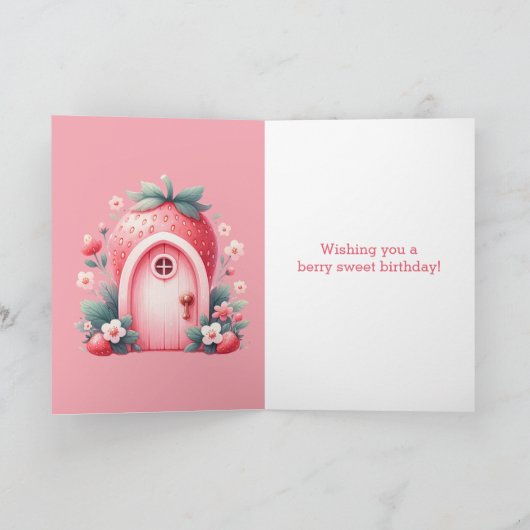 ピンクストロベリーフェアリーベリー誕生日娘 カード (内部)