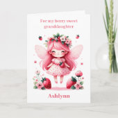 ピンクストロベリーフェアリーベリー誕生日孫娘 カード (正面)