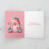 ピンクストロベリーフェアリーベリー誕生日孫娘 カード (内部)
