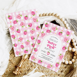 ピンクストロベリーベリー第1期誕生日ガール 招待状