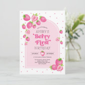 ピンクストロベリーベリー第1誕生日 招待状 (スタンド正面)