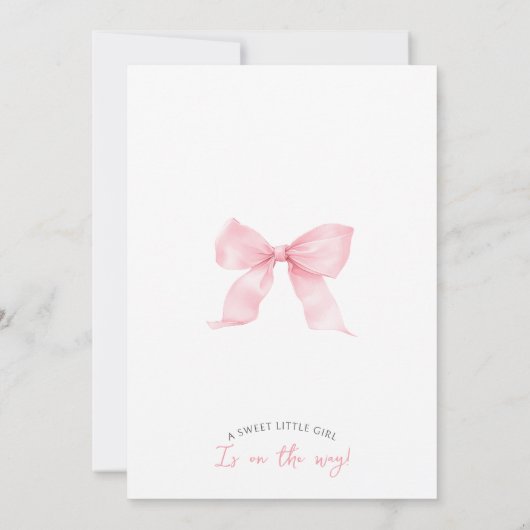 ピンクストロベリーボウベリースイートベビーガールシャワー 招待状 (裏面)