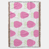 ピンクストロベリーミニマリストウォーターカラーフルーツフルーツ スローブランケット (正面縦)