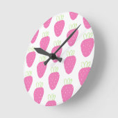 ピンクストロベリーミニマリストウォーターカラーフルーツフルーツ ラウンド壁時計 (傾斜)