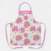 ピンクストロベリー名前をカスタムする エプロン (正面)