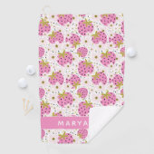 ピンクストロベリー名前をカスタムする ゴルフタオル (インサイチュ)