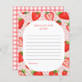 ピンクストロベリー誕生日タイムカプセルノートカード (正面/裏面)