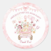 ピンクストンプとローア第四恐竜誕生日 ラウンドシール (正面)