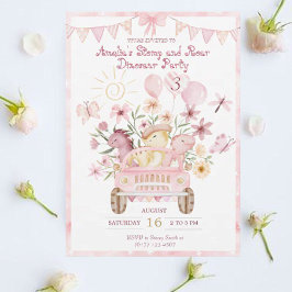 ピンクストンプと轟音の恐竜誕生日 招待状