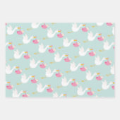 ピンクストークガールベビーシャワー ラッピングペーパーシート (正面2)