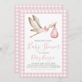 ピンクストークガール名門私立校風のサザンベビーシャワー 招待状 (正面/裏面)