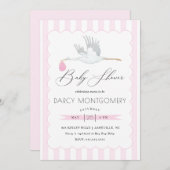 ピンクストークベビーシャワー招待状 招待状 (正面/裏面)