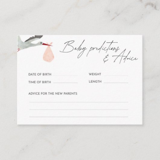 ピンクストークベビー予測とアドバイスゲーム エンクロージャーカード (正面)