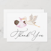 ピンクストーク赤ちゃんシャワーありがとうノートカード ノートカード (正面/裏面)