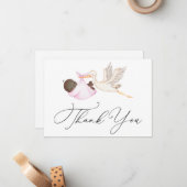 ピンクストーク赤ちゃんシャワーありがとうノートカード ノートカード (正面/裏面インサイチュ)