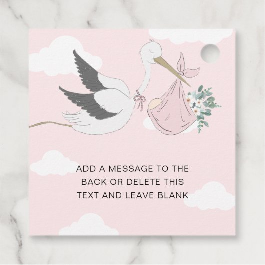 ピンクストーク赤ちゃんシャワーありがとう フェイバータグ (裏面)