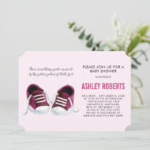 ピンクスニーカー赤ちゃんシャワー招待状,ベビーガール 招待状 (スタンド正面)