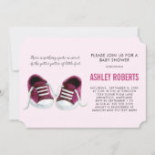 ピンクスニーカー赤ちゃんシャワー招待状,ベビーガール 招待状 (正面)