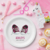 ピンクスニーカー赤ちゃんシャワー紙プレート、ガールシャワー ペーパープレート (パーティー)