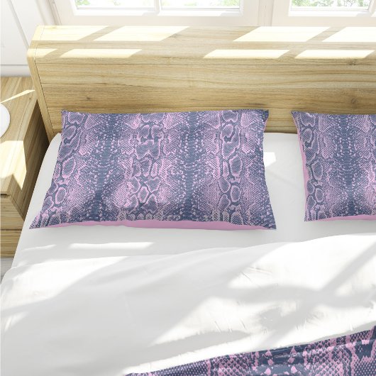 ピンクスネークスキンアニマルプリント 枕カバー