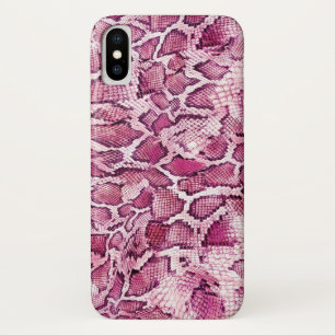 ピンクスネーケスキン iPhone X ケース