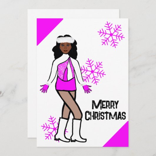 ピンクスノーダンサーホリデーカード シーズンカード (正面/裏面)
