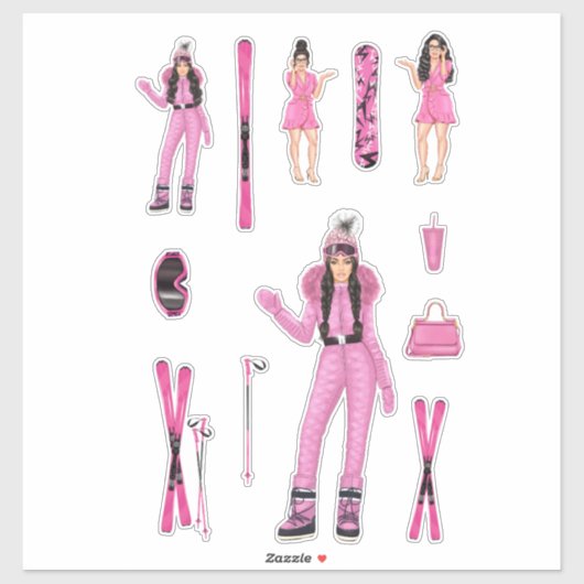 ピンクスノーバニーエボニーフラー買い物ステッカーデカール シール (シート)