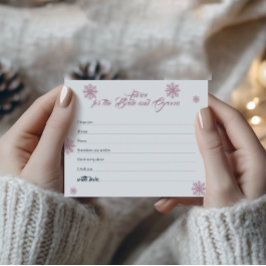 ピンクスノーフレークアドバイスカード | 冬のブライダルシャワー チラシ