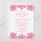 ピンクスノーフレークウィンターブライダルシャワー 招待状 (正面)