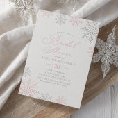 ピンクスノーフレークウィンターブライダルシャワー 招待状