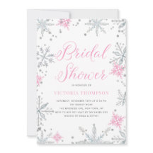 ピンクスノーフレークグリッター冬ブライダルシャワー