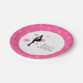 ピンクスノーフレークスアイススケートで滑る誕生日パーティー ペーパープレート (アングル)