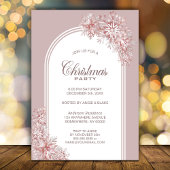 ピンクスノーフレークスアーチクリスマスパーティー 招待状