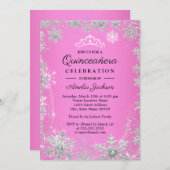 ピンクスノーフレークスウィンターワンダーランドキンセアニェラ 招待状 (正面/裏面)