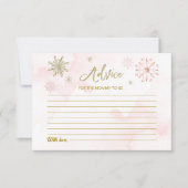 ピンクスノーフレークスガールベビーシャワーアドバイスカード 招待状 (正面)